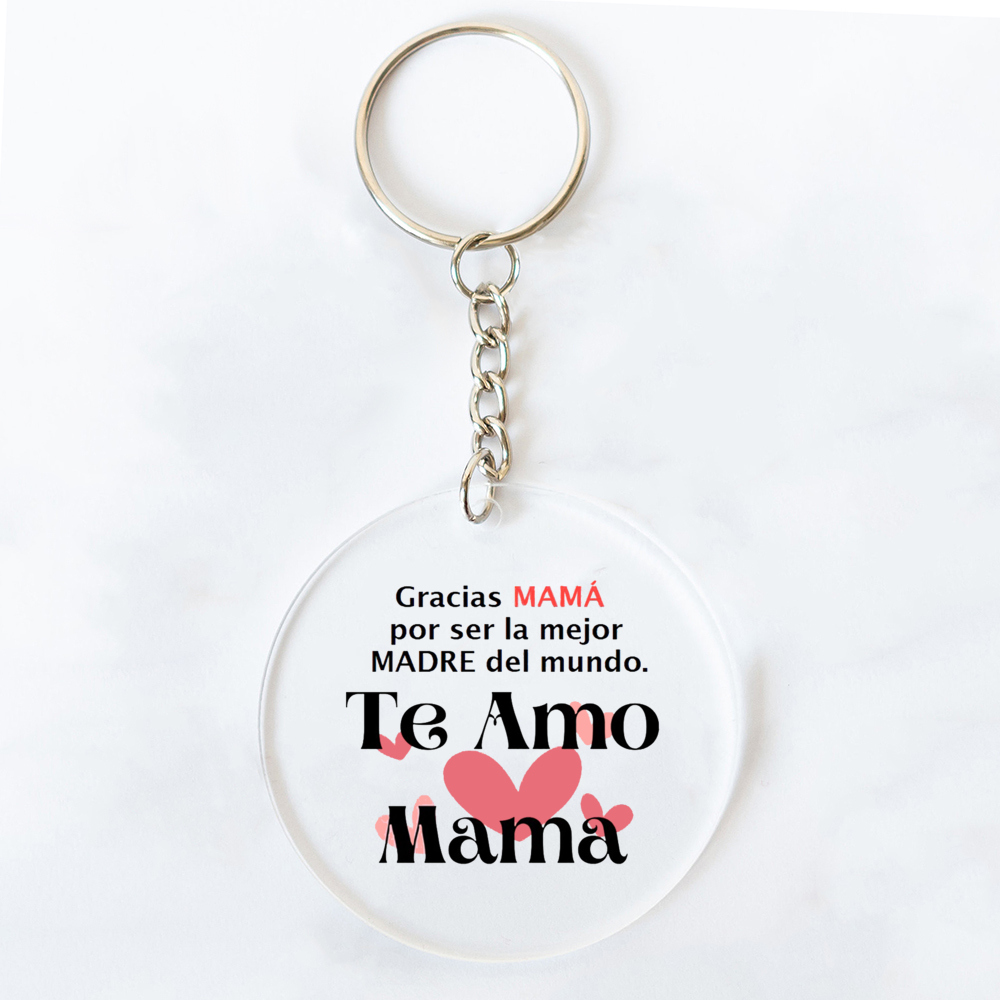 Best Mom in The World Spanish Printed Key Chains Keychain Acrylic Keyring Mama Key Ring Mother's Day Birthady for Mother: light yellow