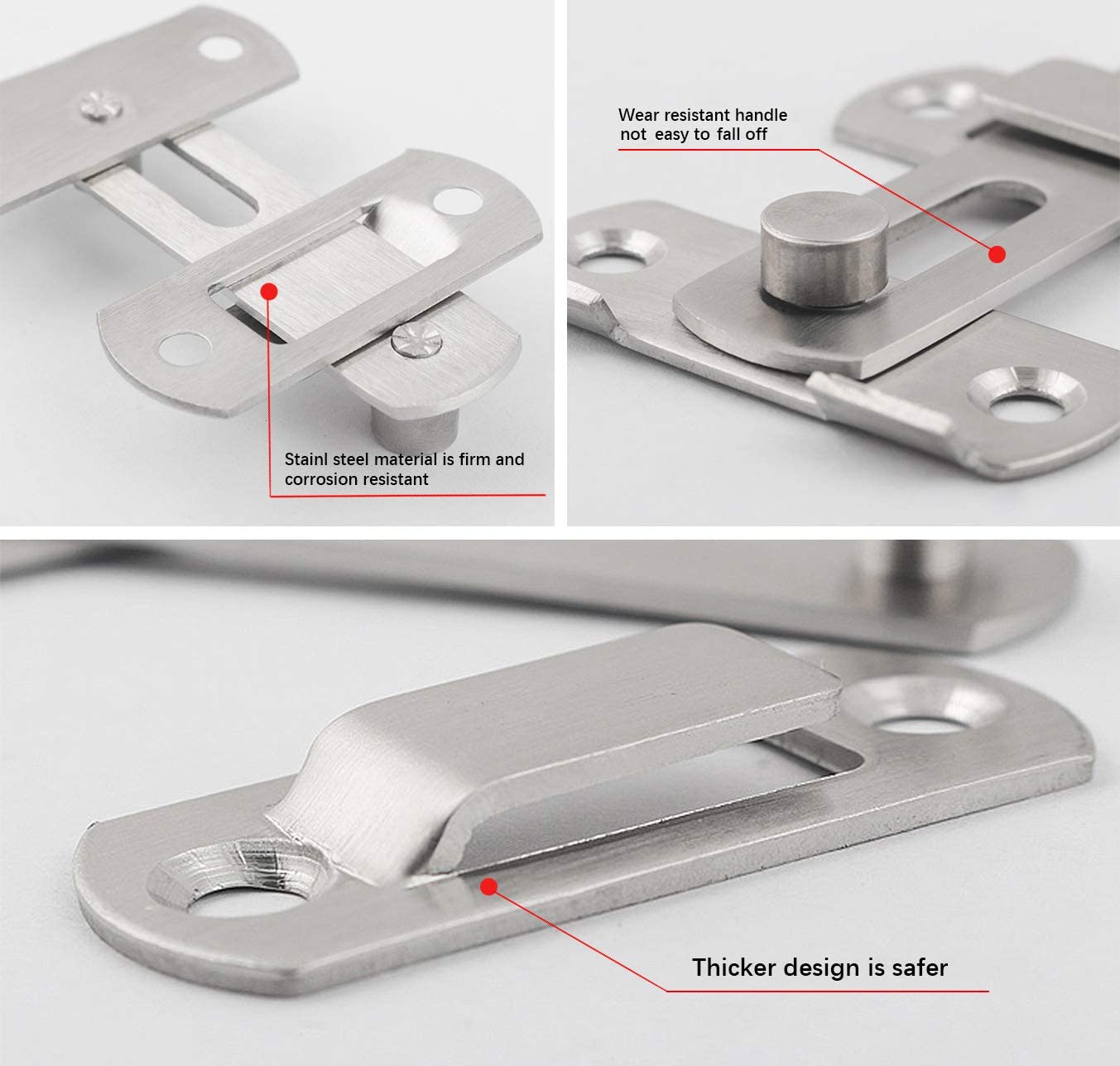 2 Sets Stainless Steel Barn Gate Latches Black Flip Latch Safety Pet Door Bolt Latch Cabinet Wine Lock Buckle Window Slide Lock