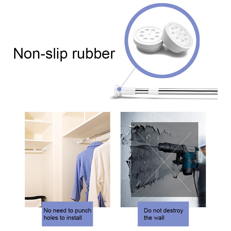 Spring Loaded Telescopic Rods Adjustable Rail Poles Clothes Wardrobe Tension Rail Pole Rods JS23