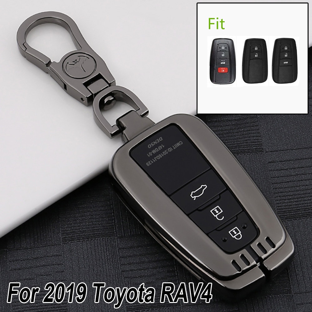 For Toyota RAV4 Car Key Case Black Scratch-resistant Shell Smart Cover Chain