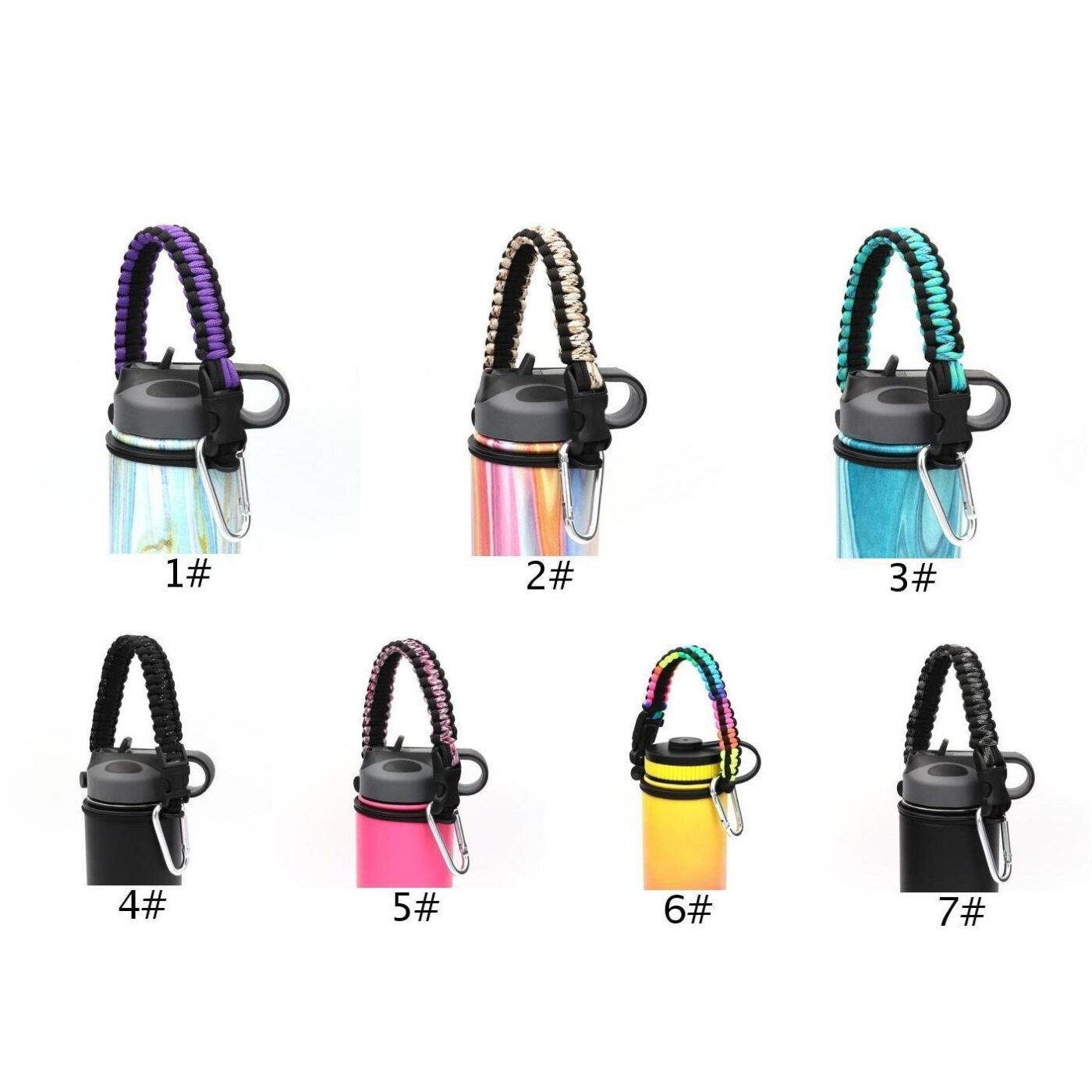 Correas de seguridad para botellas de termo, 1 x paracord, boca ancha
