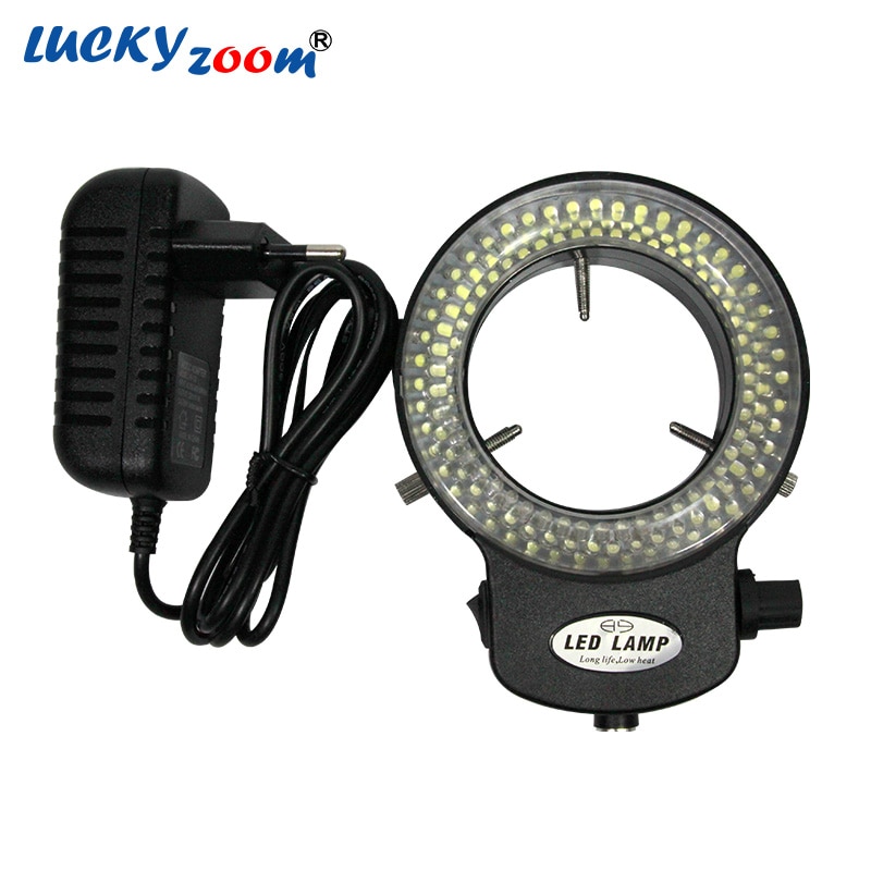 Adjustable 144 LED Ring Light illuminator Lamp For Industry Stereo Microscope AC Power Adapter EU/US/RU Plug
