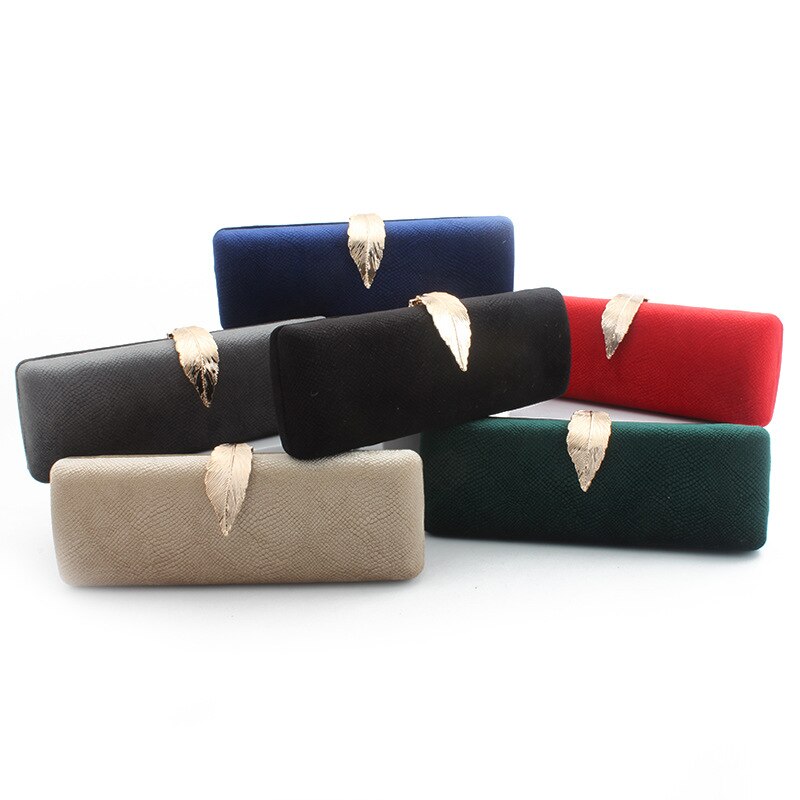 Leaf Clasp Women Clutches Velvet Evening Bags Ladies Gala Dinner Clutch Chain Shoulder Handbags and Purses
