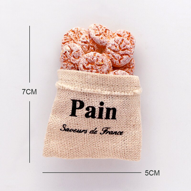 Simulation food 3D fridge magnets magnetic refrigerator paste fruit bread dragon fruit Hami melon ice cream egg home decoration: bread