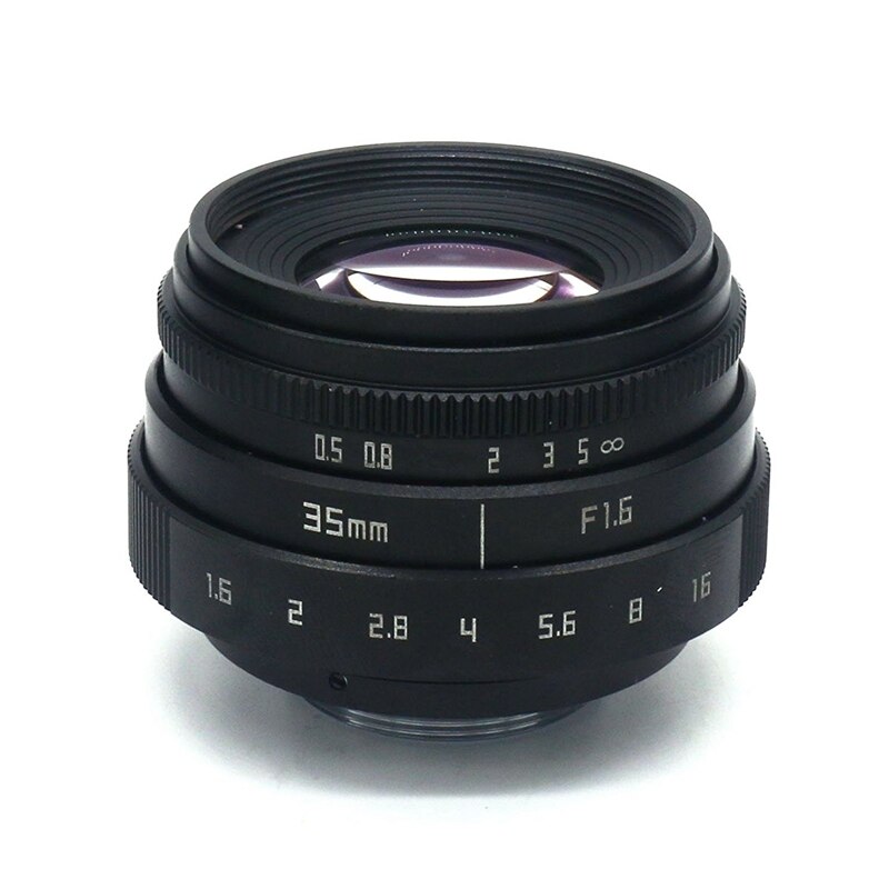Mini 35mm f1.6 aps-c tv-linse / cctv-linse til 16mm c-kamera