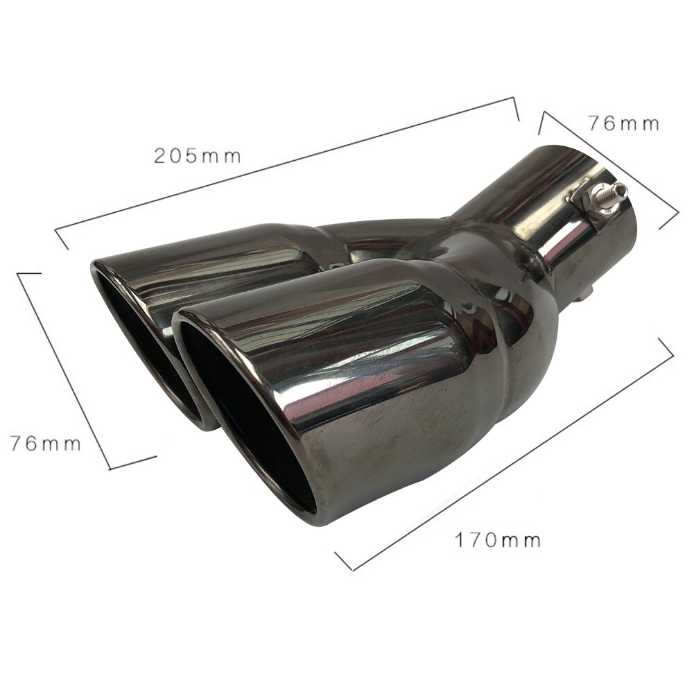 Terminale di scarico universale per auto punta rotonda in acciaio inossidabile coda di automobile posteriore cromato tondo tubo di scarico silenziatore ID 63MM 76MM: bend 76mm