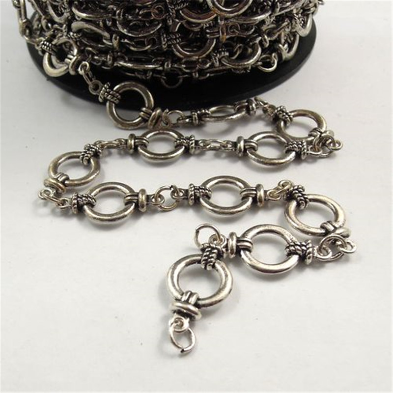 Cadena de Color plateado y bronce antiguo bohemio de 1 metro para pulsera, joyería hecha a mano, cadenas, collar, collares de cadena para mujer, Vintage DIY: YELLOW