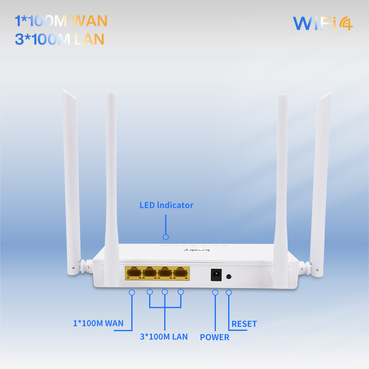 Router bezprzewodowy stacjonarny 300M, router Wi-Fi4, router bezprzewodowy, 802.11n, 2.4G, 300M, dla domu i SOHO