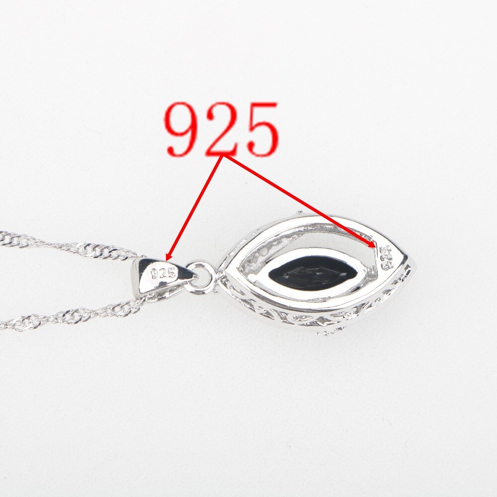 Zwarte Stenen Wit Cubic Zirkoon 925 Sterling Zilveren Bruids Sieraden Sets Voor Vrouwen Oorbellen/Hanger/Ketting/ringen