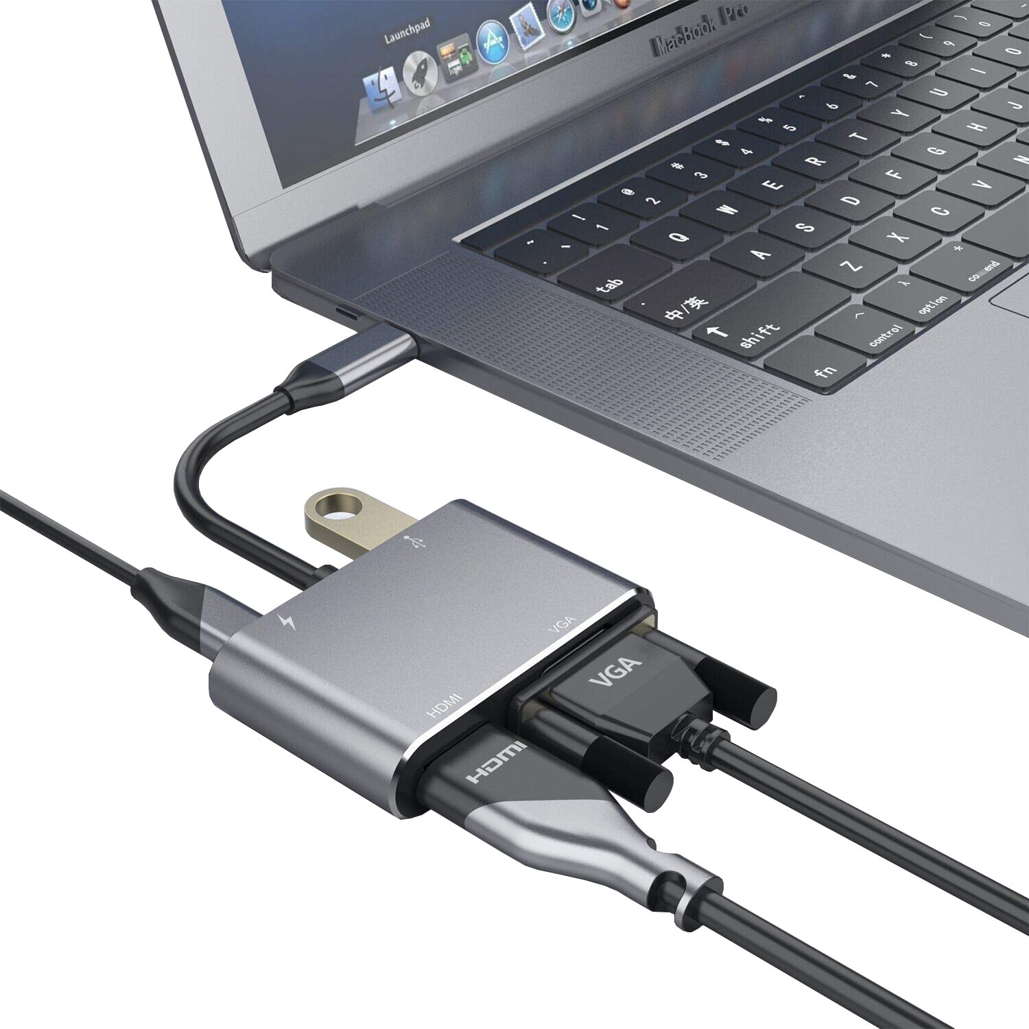 4 in 1 di Tipo C A HDMI Adattatore VGA 4K di Tipo C USB-C centro Convertitori video Adattatore per Macbook USB 3.0 attracco stazione