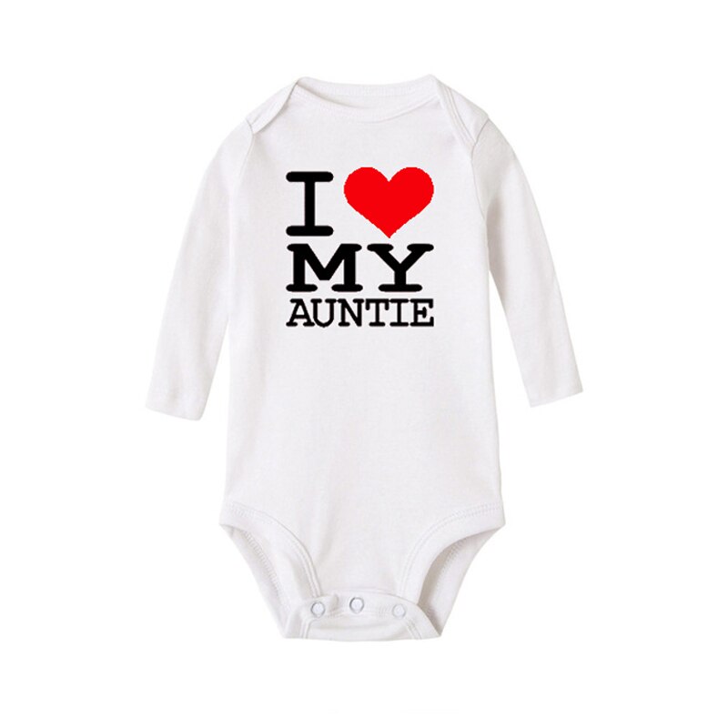 IK Hou Mijn Tante Gedrukt Boxpakje Leuke Lange Mouwen Baby Boy Girl Onesie Rompertjes Jumpsuit Cotton Baby Body Baby kleding: 3M