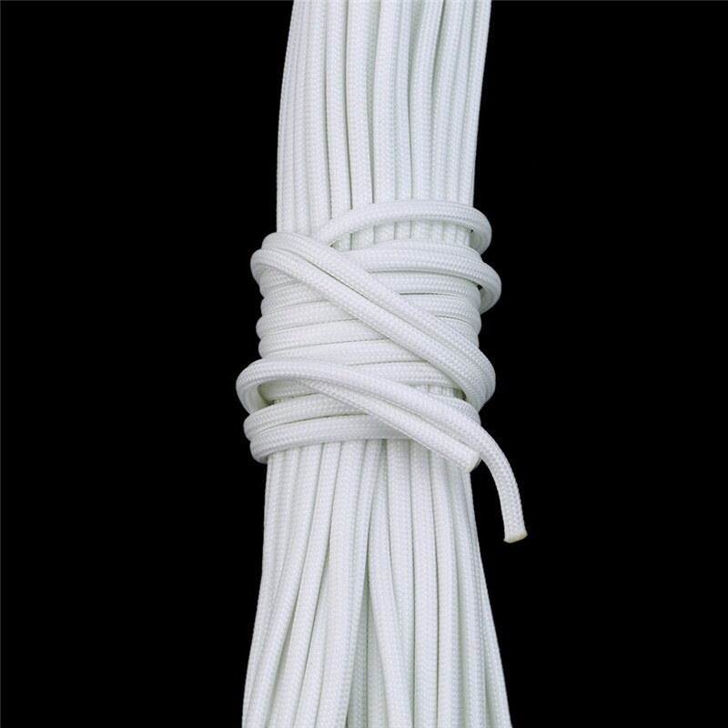 20m 9 Strands Bright Luminous Cord Nylon Parachute Rope For Outdoor Climbing Camping Buckle Rope Soild Color Tent Rope: white