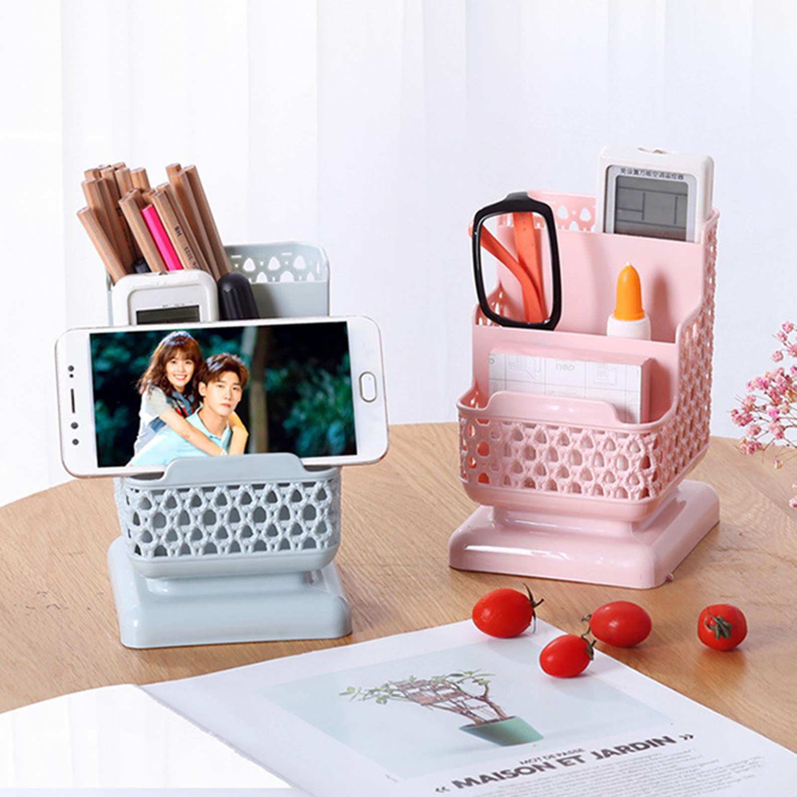 Organiseur de bureau en plastique pour stylos, boîte de rangement pour stylos, brosses, crayons, pots, brosses de maquillage