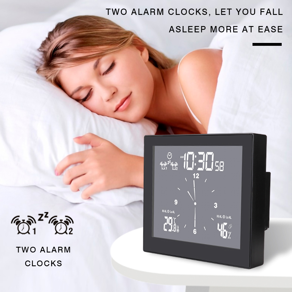 Bathroom Digital Clock Kitchen Wall Clock LCD Screen Waterproof Shower Timer Alarm Temperature Humidity Meter ABS LCD Screen 1pc