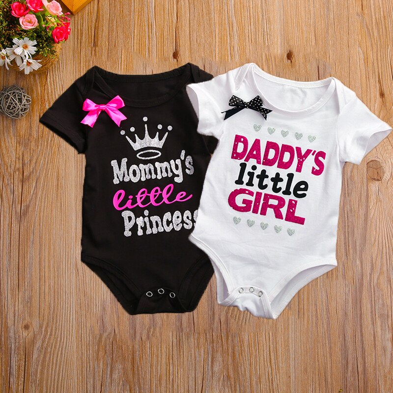 Daddy 'S Little Girl Mama Kleine Prinses Gedrukt Body Voor Pasgeboren Baby Baby Meisjes Korte Mouw Jumpsuits Zomer