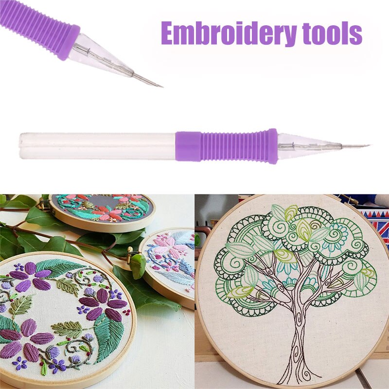 Embroidery Tool Textiles Plastic Punch Needle Sewing Magic Embroidery Pen Convenient Picture Stitching Yarn Diy Painting