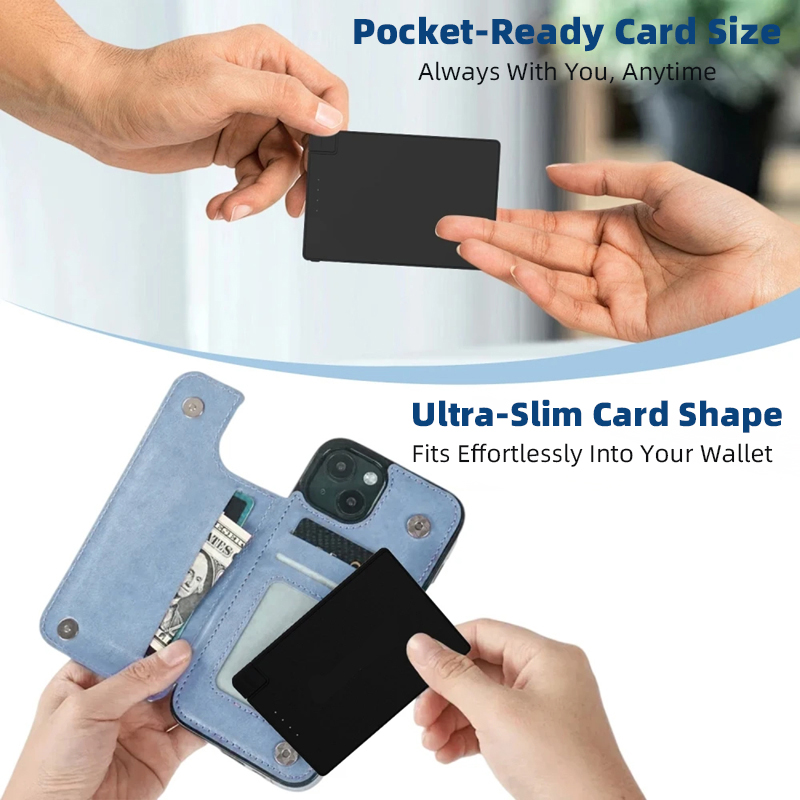 5mm Ultra-Slim Card Power Bank 2650mAh Wallet Portable Mini Charger with Built-in USB-C&Lightning Stainless Steel Pocket Battery