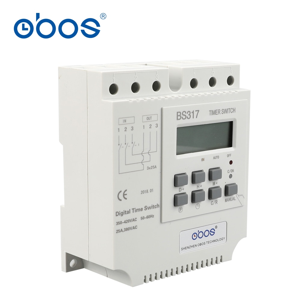 good credit good three phase 380V 25A din weekly timer digital timer with 17 times on/off time set range 1min-168H