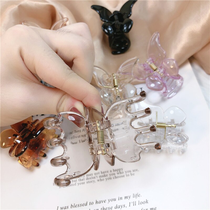 Barrettes à cheveux en acrylique pour femmes, 1 pièce, pince à cheveux papillon, ornement, épingles à cheveux claires colorées, accessoires de pour femmes et filles