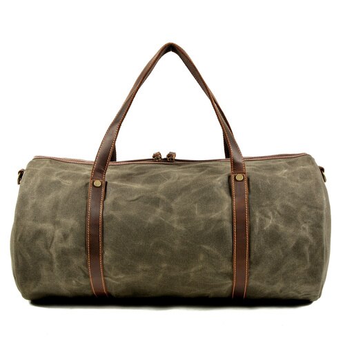 Gewaxt Canvas Handtas Mannen Grote Capaciteit Messenger Bag Tote Weekend Bag: Army Green