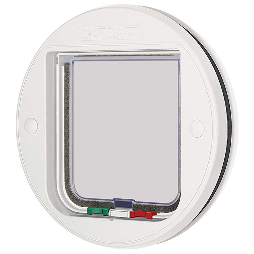 Dog Cat Flap Mate Door with 4 Way Lockable Glass Fitting Pet Supplies Dog Door Hole Control Entrance Exit Gate For Cat Play Toy