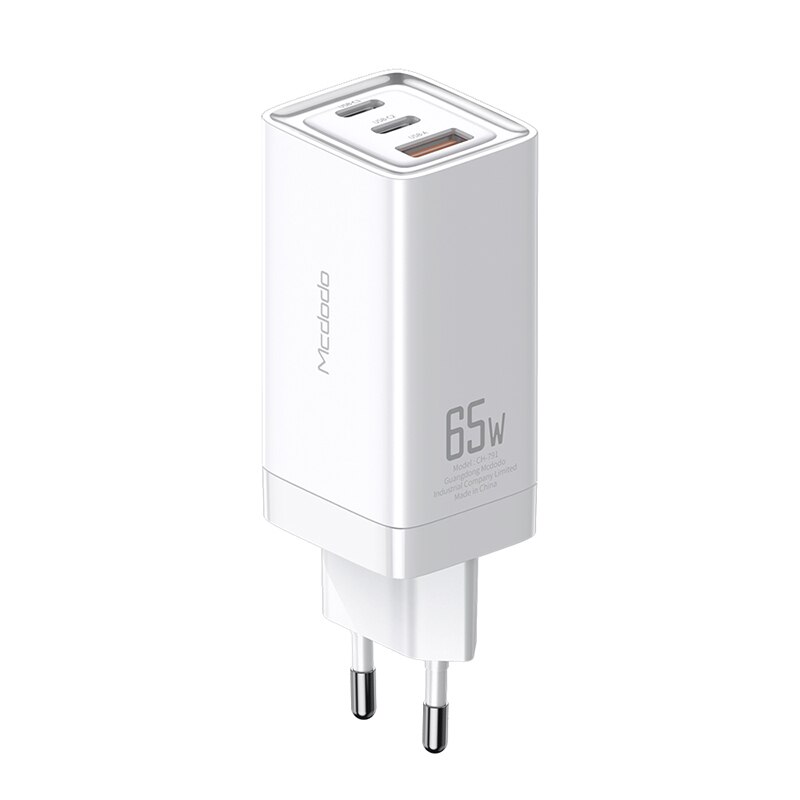 GaN Charger 65W Quick Charge 4.0 PD Fast Charge AFC FCP Travel Charger For Macbook Pro For Xiaomi iPhone 11 X XS Huawei Mate20: EU Plug White