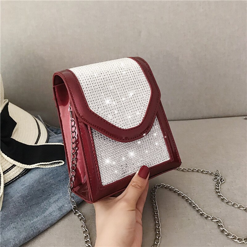 Yl transparante jelly parel clip tas zomer pvc dames handtas ketting mini schoudertas messenger bag: Rood