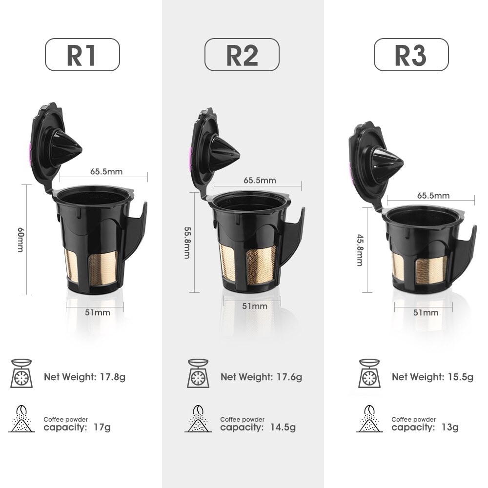 Reusable K Cup Coffee Capsule Refillable keurig Coffee Pod Compatible with keurig 2.0, 3 Different Size Reusable K-Cups