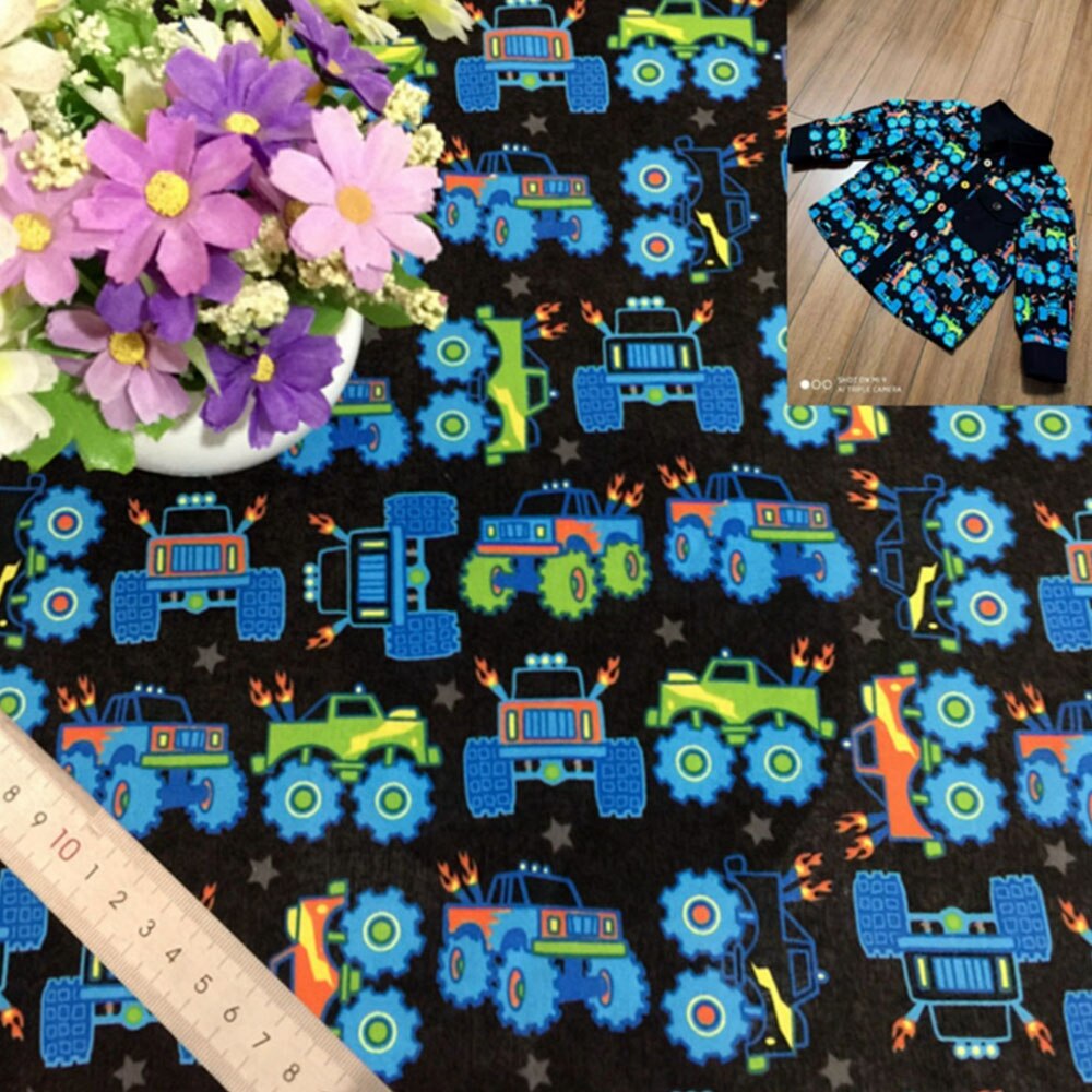 Cotton Fabric Truck Car Tractor Dumper Cartoon DIY Patchwork Textile Tissue Home Clothing viaPhil: 100cm