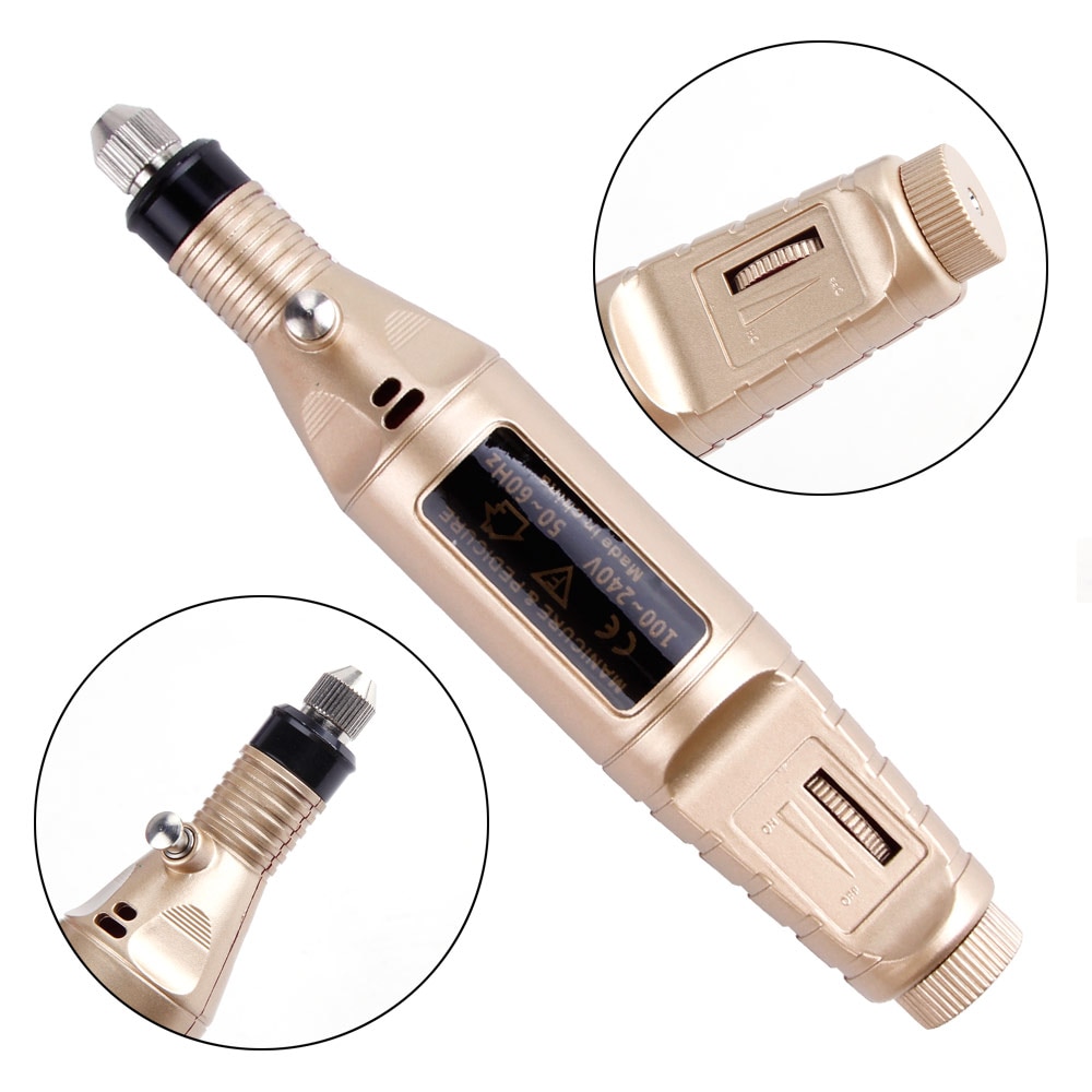 Electric Nail Drill Set Manicure Machine Pedicure Tool 6 Bits Sanding Buffer Apparatus Strong File Pen USB Charging