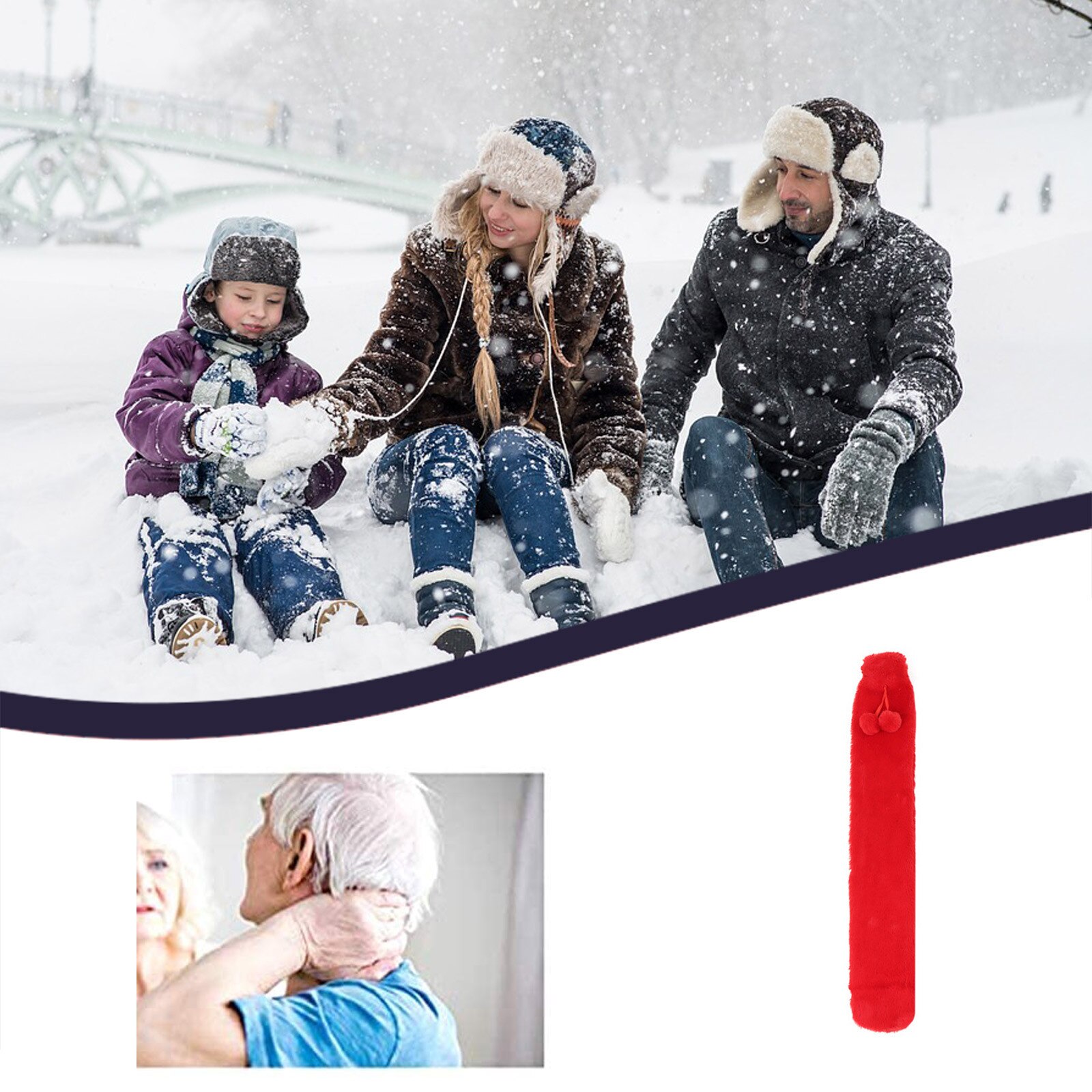 Warm Warm Water Fles Pluche Soft Cover Handwarmer Premium Natuurlijke Warmte 1L Ondersteuning En: RED