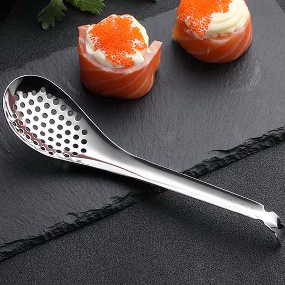 Cuillère sphérique créative en acier inoxydable, Caviar, œuf, passoire à fente, filtre, barre, Gadgets de cuisine, fournitures de cuisine