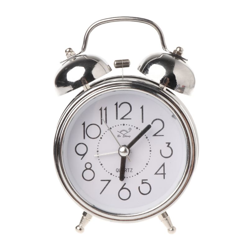 Retro Desktop Mechanical Alarm Clock Night Light Dual Bell Bedside Silent Metal Digital Bedroom Home Decoration