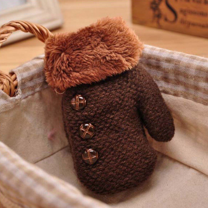 2-5Y Bambini Ragazzi Guanti Ispessimento Inverno Del Bambino Delle Ragazze Dei Ragazzi Caldi Guanti Per Bambini Pesante Guanto di Lavoro A Maglia Button Solid Mittens Nuovo: C