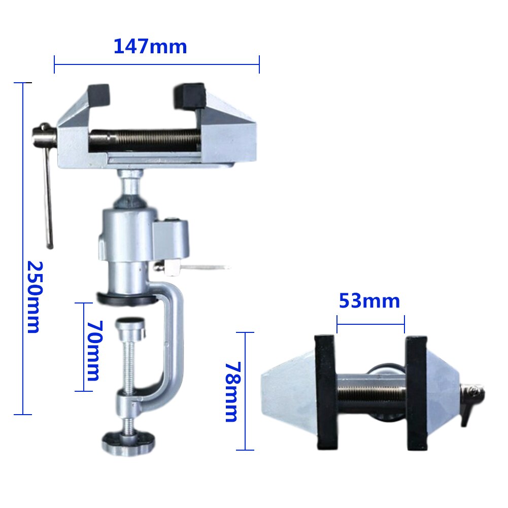Vises Bench Swivel W/ Clamp 3" Tabletop Vise Tilt Rotates 360° Work Bench Tool
