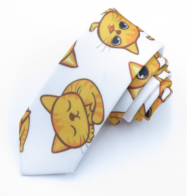 ! corbata para hombre Skinny de 6 cm, corbata de dibujos animados con de gato, corbata delgada, corbata de Jacquard, corbata celebración boda informal a la para hombre: 5
