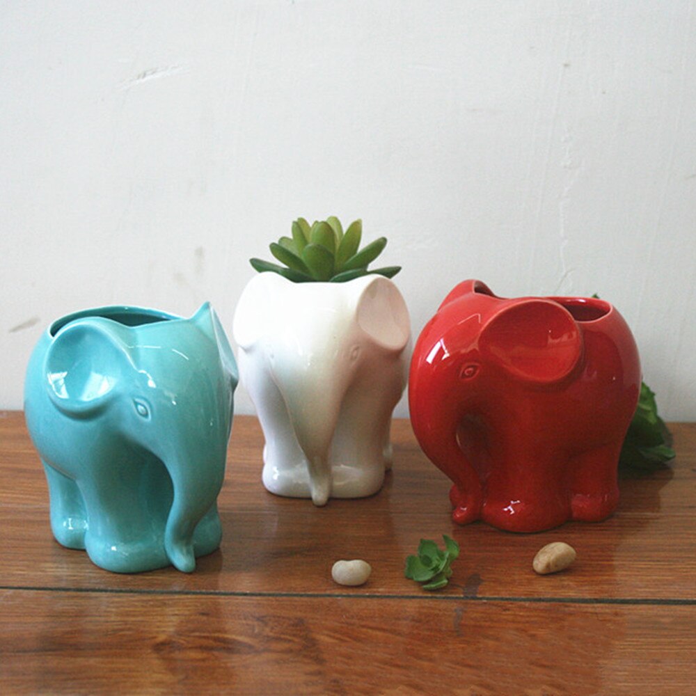 Animaux en forme de Pot de fleur en céramique éléphant Succulent planteur Cactus plantes succulentes fleur mignon Pot de fleur décoration de bureau