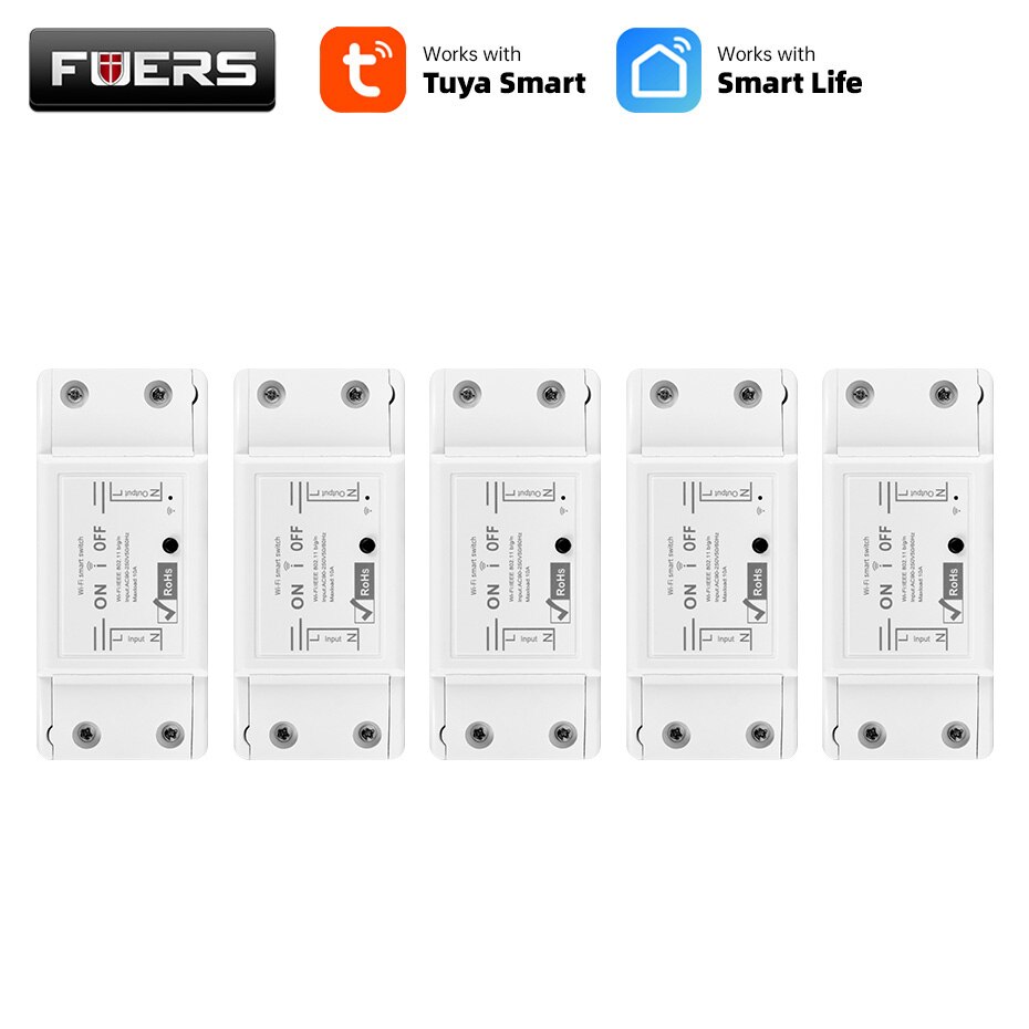 Wifi Smart Home Switch LED Light Breaker Wireless Remote Tuya Smart Life APP Control Work with Alexa Google Assistant IFTTT: 5 Pcs