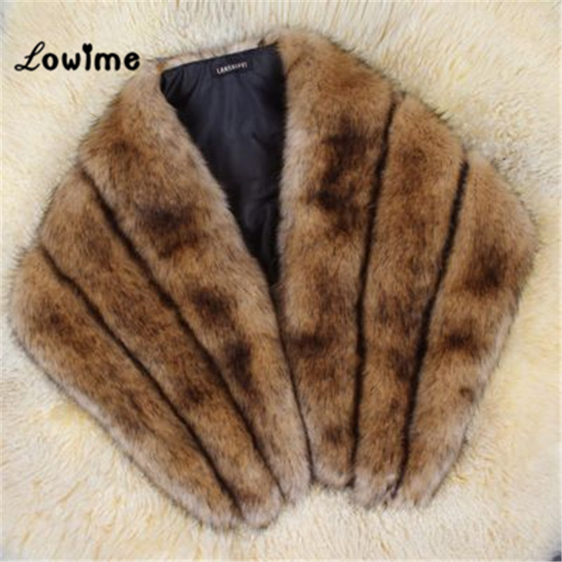 Multi Farbe Auf Lagerbier Bolero Frauen Faux Fell Hochzeit Jacke Günstige Pelz Schal Braut zucken Kap Mariage Winter Braut Mantel Neue: 3.