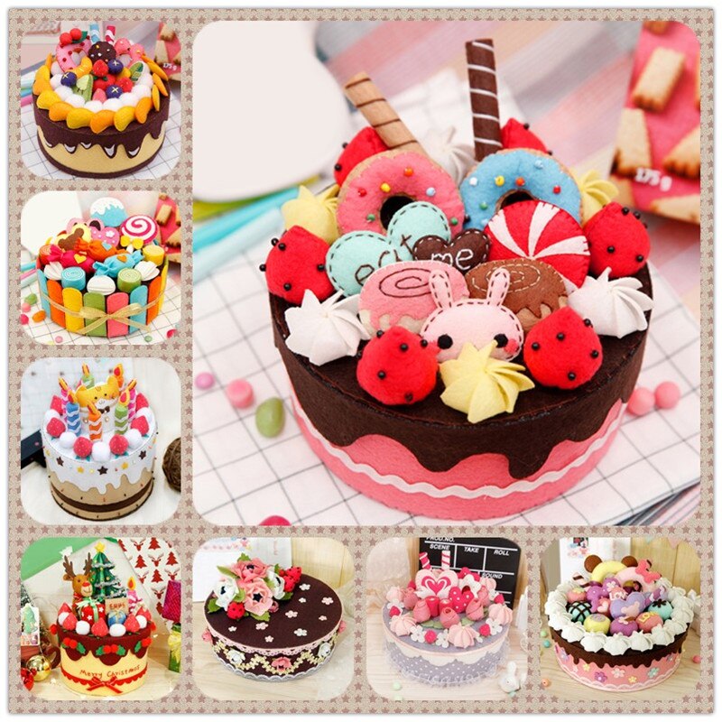 Felt Handmade Birthday Cake Storage Box For Kid and Girlfriend Special DIY Cute Cake Collection Box Craft Kits for Children