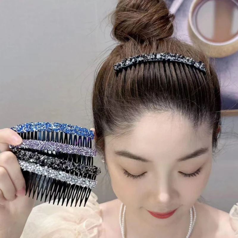 Peines de inserción de cristal para mujeres y niñas, Clips fijos para el cabello roto, organizador de Cabeza trasera, accesorios coreanos para el cabello, Clip para el cabello, peine para flequillo