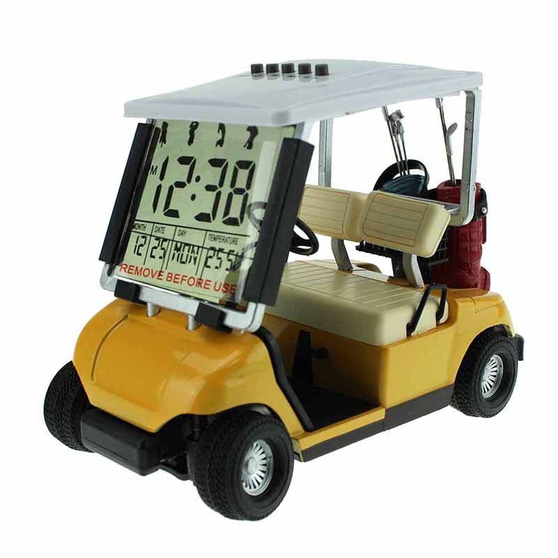 Kofull mini lcd display golfvogn ur skrivebord dekoration nyhed model: Gul