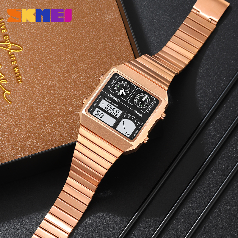 Skmei Digitaal Horloge Waterdicht Digitaal Stainlessstalen Thermometer Sporthorloge Heren Vrijetijdsbesteding Elektronisch Horloge Klok Led