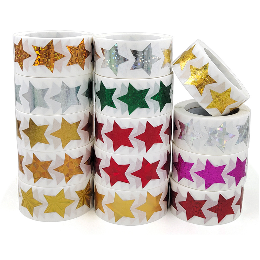 500pcs Glitter Star Stickers for Kids Reward Foil Star Adhesives Labels for Student Behavior Planner School Classroom Supplies