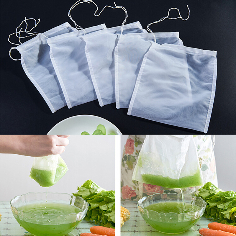 1 st nylon tepåsar tomma tepåsar nätfilterpåse matsil ostmaskin kaffe te filter nöt mjölkpåsar s/m/l/xl storlek