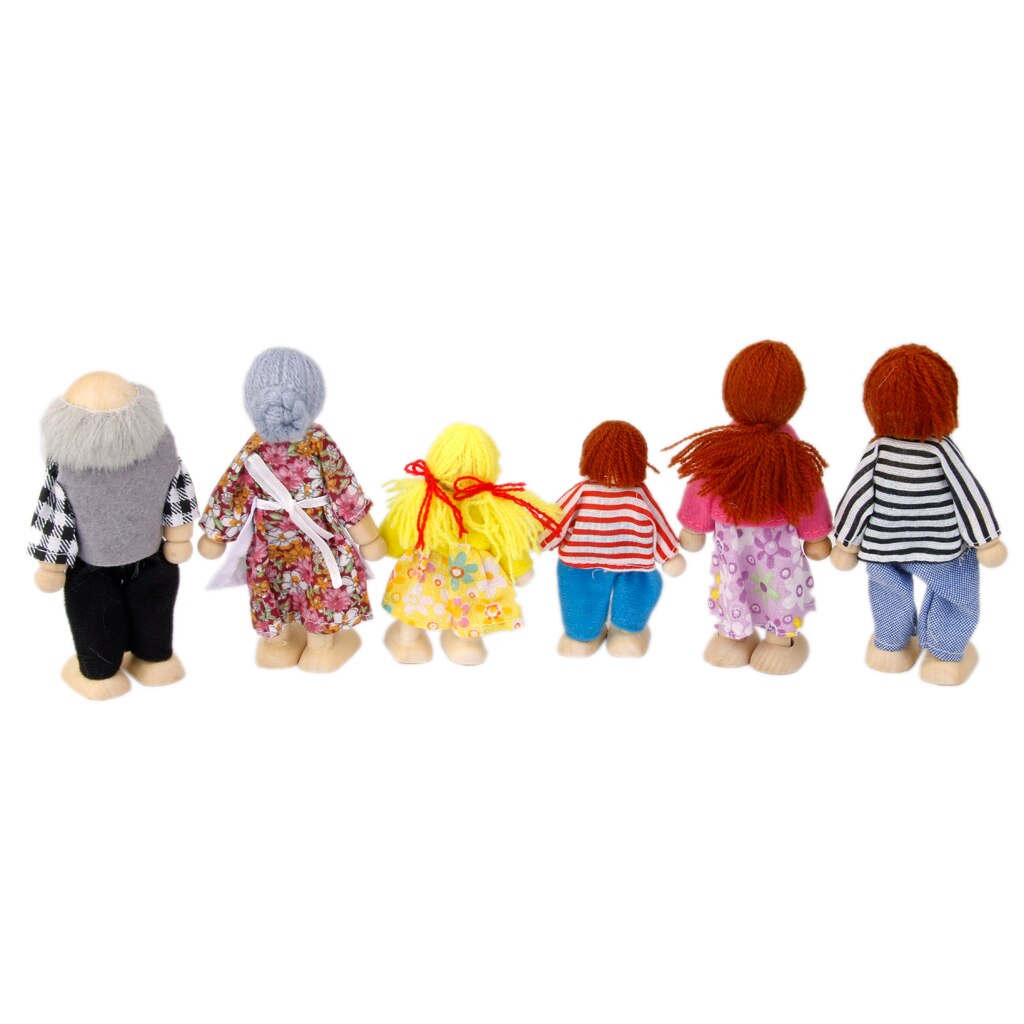 6 Stuks Houten Familieleden Mensen Tekens Kinderen Kinderen Poppen Huis Rollenspel Speelgoed Familie Pop Kinderen