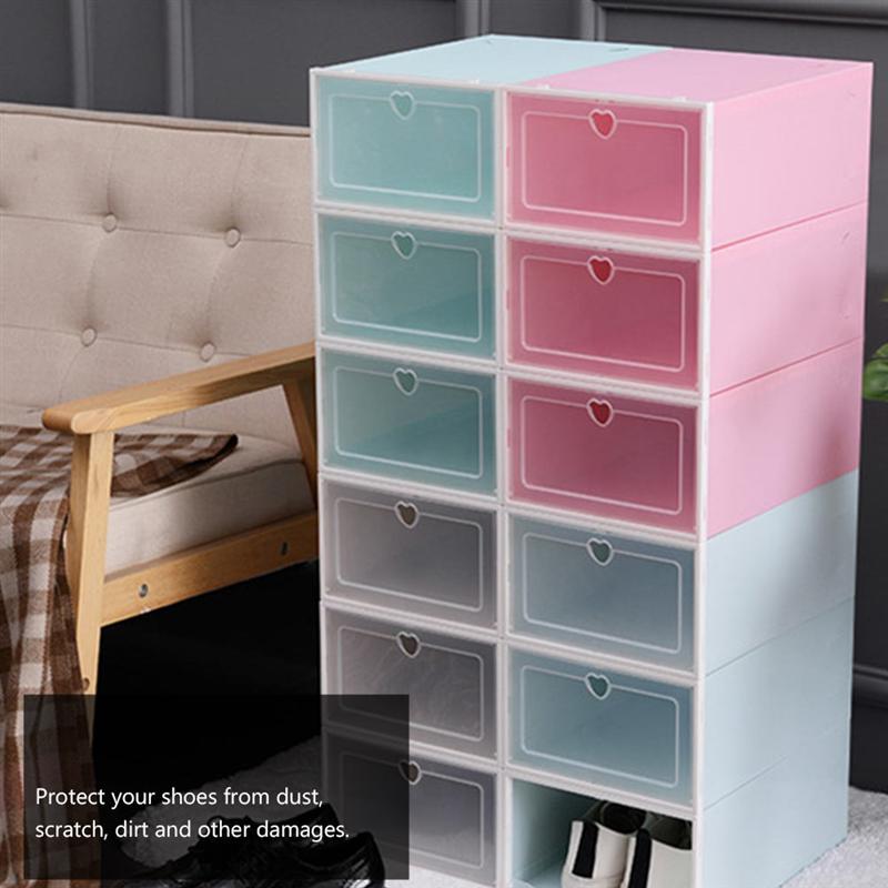 4 Uds transparente tipo cajonera zapatos caja de almacenamiento caja de zapatos tipo cajonera apilable de plástico contenedor para zapatos