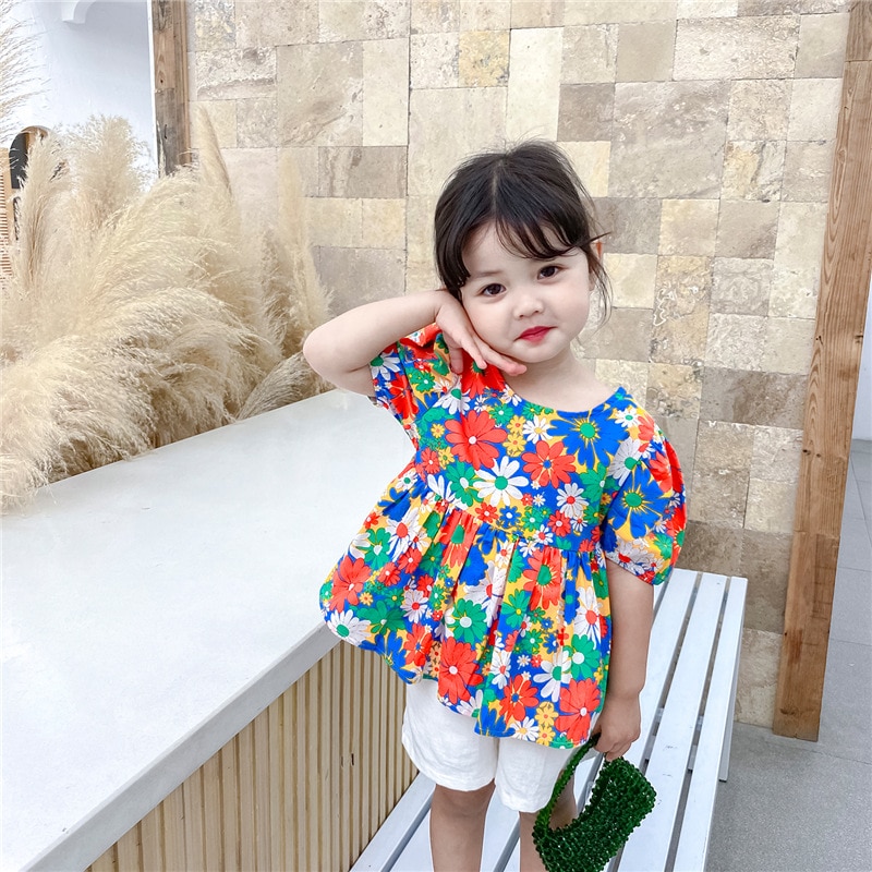 Sommer piger blomstret bluse børn rygløse bluser