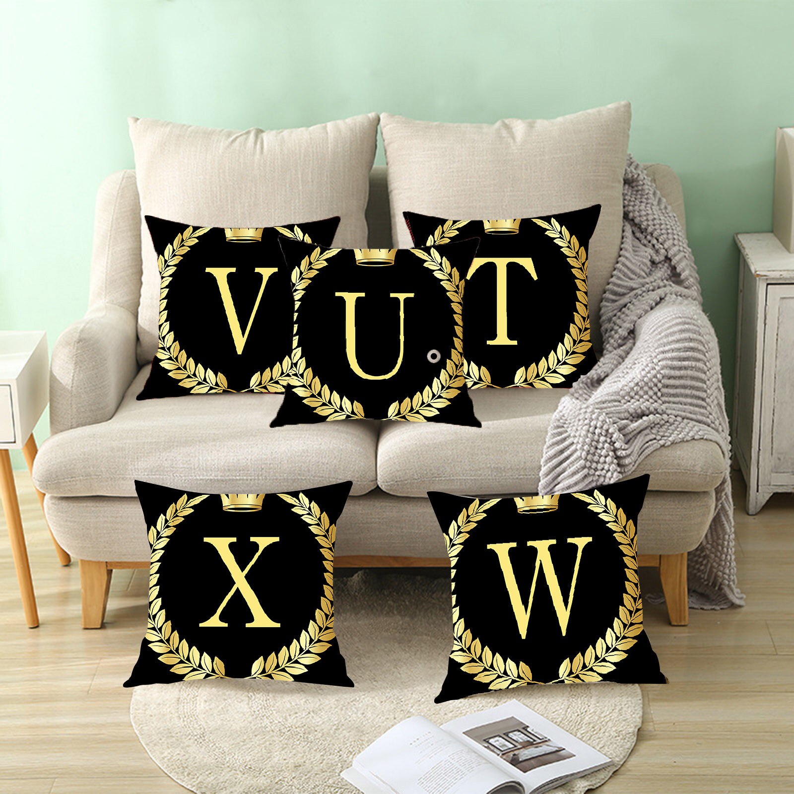 Oreillers anglais lettres peau de pêche housse de coussin maison canapé décoration taie d'oreiller décoratif canapé coussin