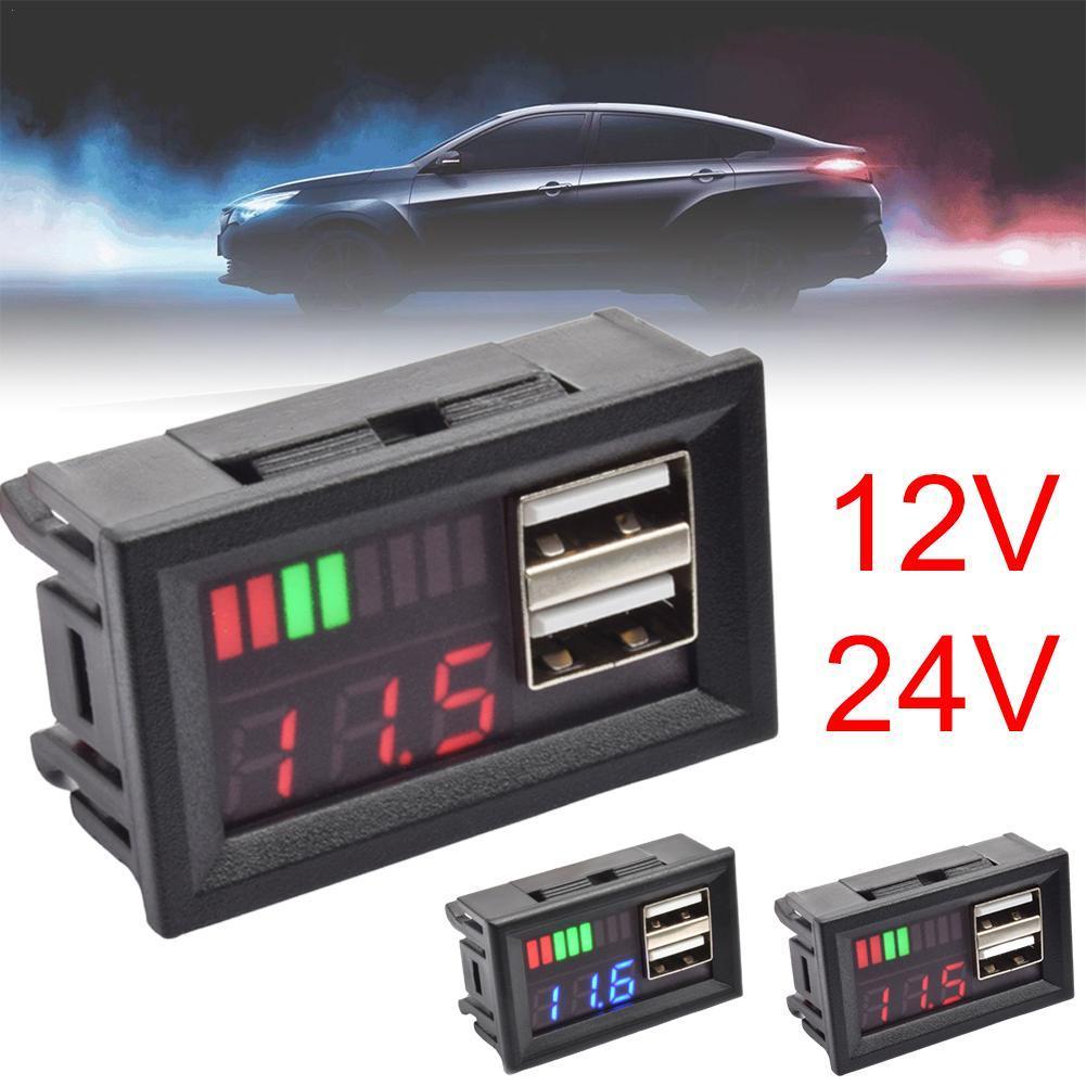 Digitale Blei Säure Lithium Batterie Kapazität Anzeige Dual USB Voltmeter Tester Spannung Meter 12/24V Auto Elektrische Motorrad
